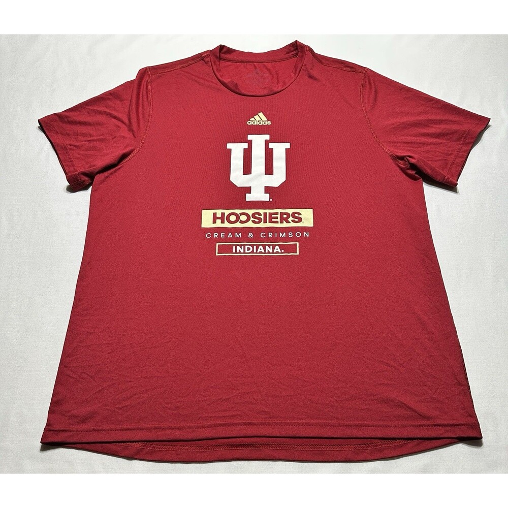 Indiana Hoosiers Adidas Shirt Mens Large IU Cream & Crimson University Aeroready